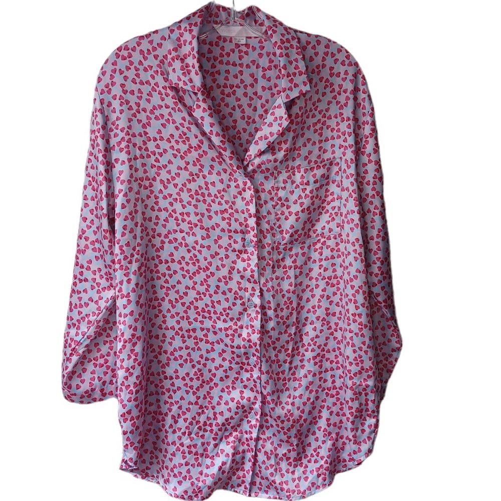 Victoria's Secret Silky Smooth Button Down Pajama Top With Hearts